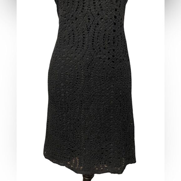 J. Crew Black Cocktail Dress w/Eyelet Designs Sheer Short Sleeves (Size; 00) - Picture 11 of 12